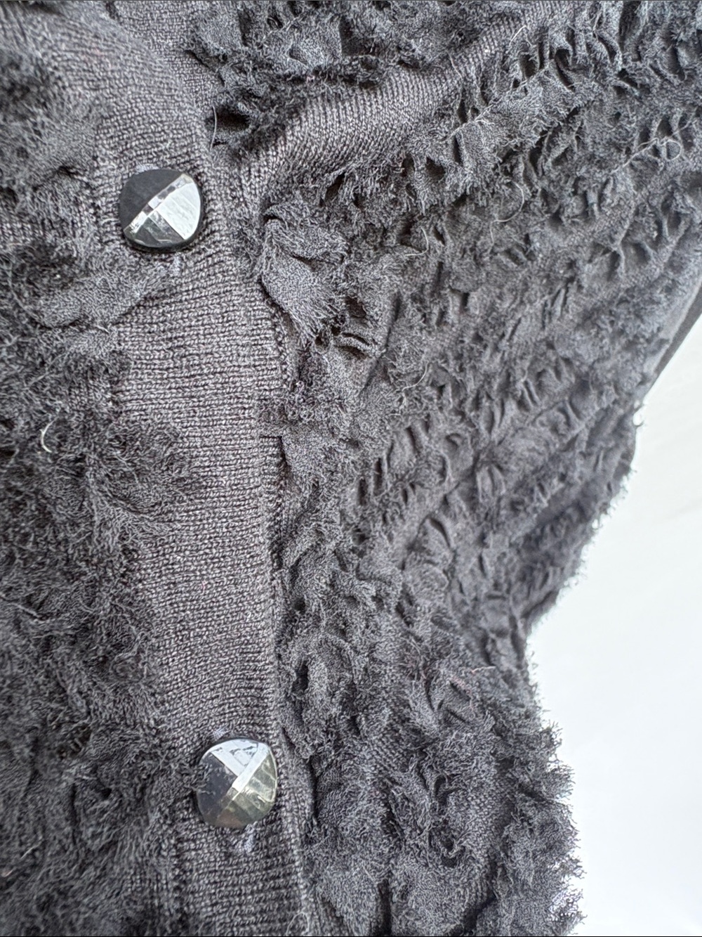 Talbots Black Ruffle-Textured Button Cardigan - Picture 5 of 10
